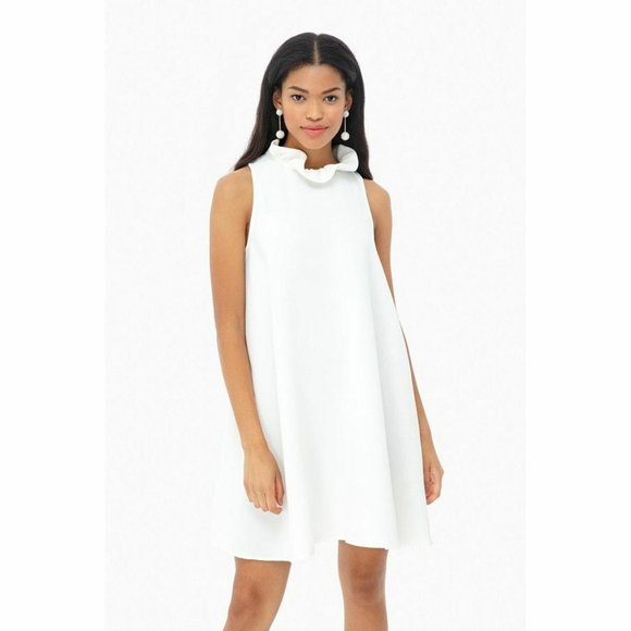 Pomander Place by Tuckernuck White Blythe Dress M Sleeveless Ruffle Collar Bow - Picture 1 of 9